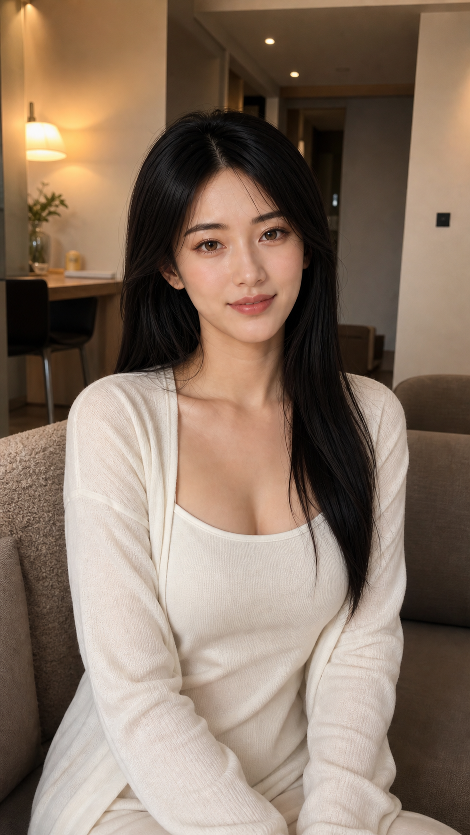 知夏在客厅的自然居家照
